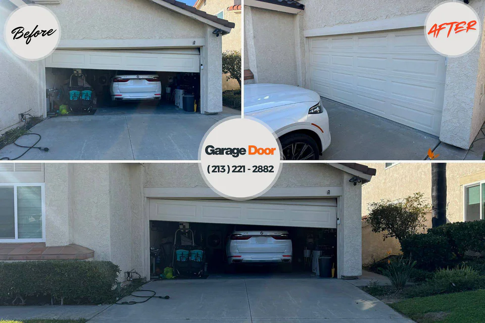 Before and after: garage door repair Bull Mountain, OR